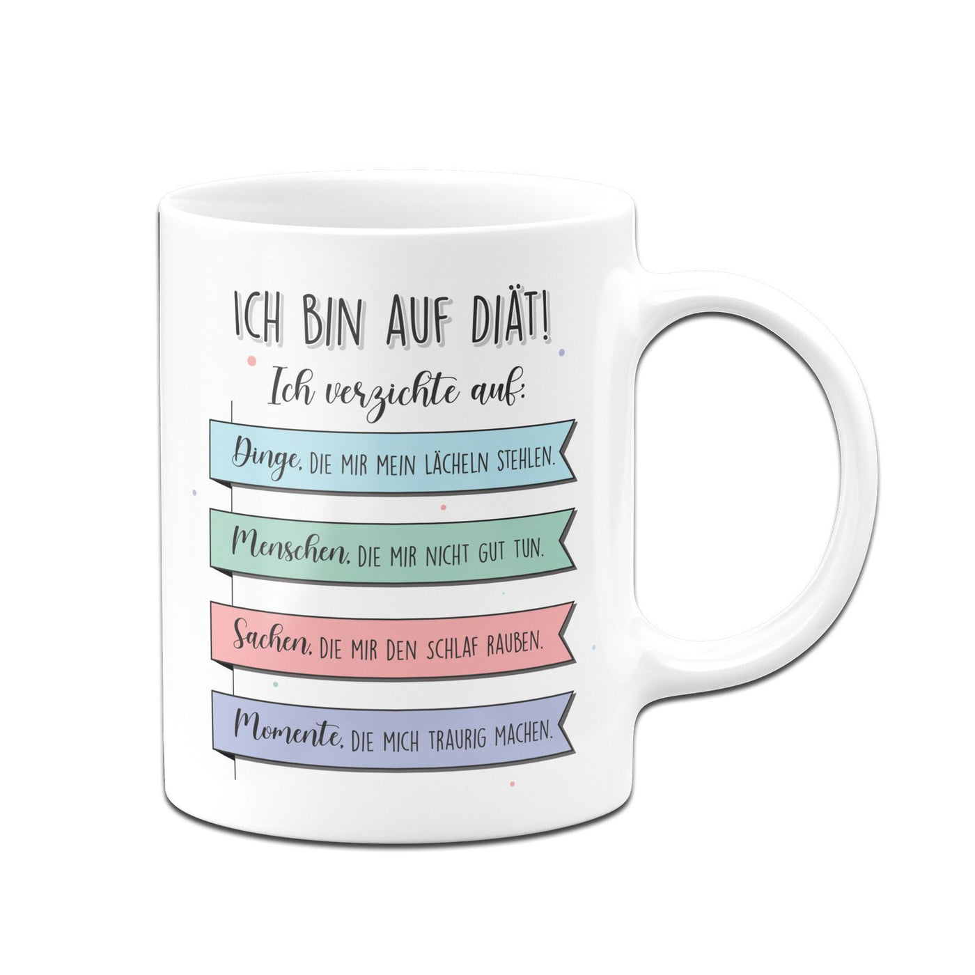 Bild: Tasse - Ich bin auf Diät! Ich verzichte auf Dinge die mir nicht gut tun. Geschenkidee