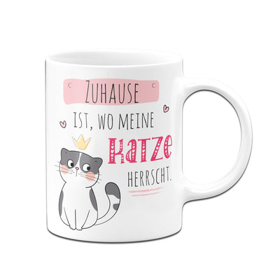 Bild: Tasse - Zuhause ist, wo meine Katze herrscht. Geschenkidee