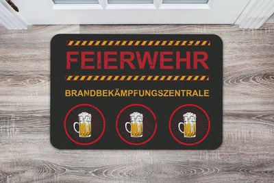 Bild: Fußmatte - Feierwehr Brandbekämpfungszentrale mit Bier Geschenkidee