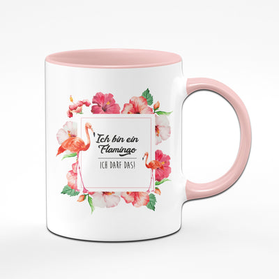Bild: Tasse - Ich bin ein Flamingo - Ich darf das - mit Rahmen Geschenkidee