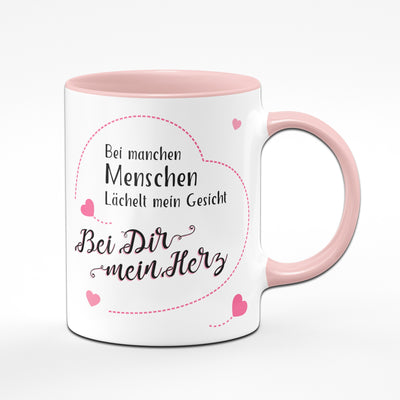 Bild: Tasse - Bei manchen Menschen lächelt mein Gesicht - rosa Geschenkidee