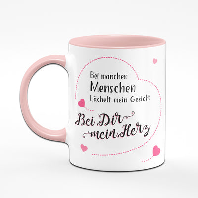 Bild: Tasse - Bei manchen Menschen lächelt mein Gesicht - rosa Geschenkidee