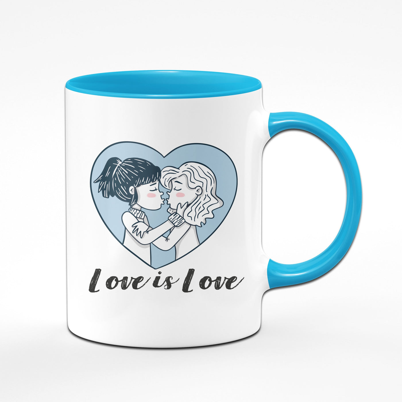 Bild: Tasse - Love is Love - Frau Frau - blau Geschenkidee