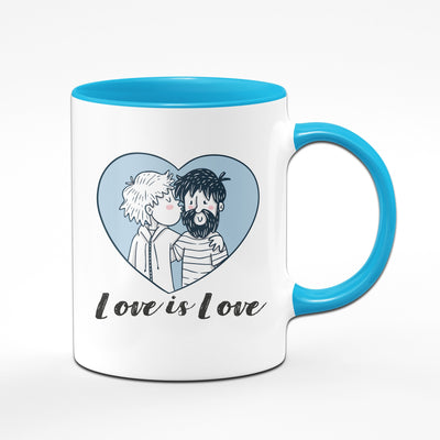 Bild: Tasse - Love is Love - Mann Mann - blau Geschenkidee