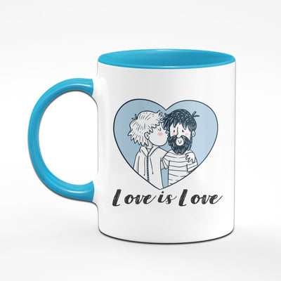 Bild: Tasse - Love is Love - Mann Mann - blau Geschenkidee
