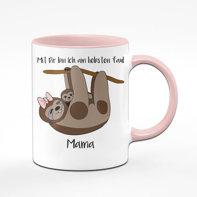 Bild: Tasse - Faultier Mama mit Dir bin ich am liebsten Faul Geschenkidee
