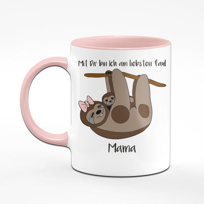 Bild: Tasse - Faultier Mama mit Dir bin ich am liebsten Faul Geschenkidee