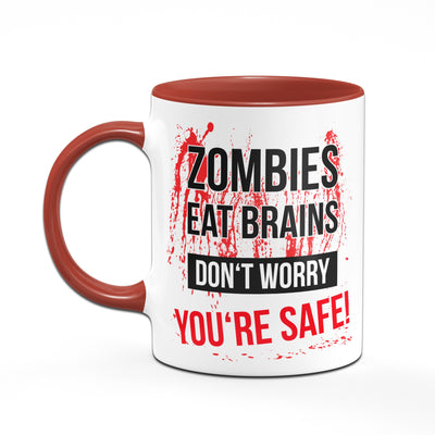 Bild: Tasse - Zombies eat brains - rot Geschenkidee