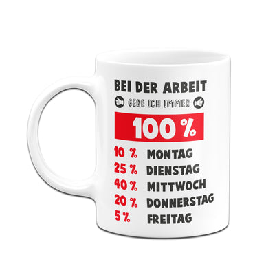 Bild: Tasse - Bei der Arbeit gebe ich immer 100% Geschenkidee